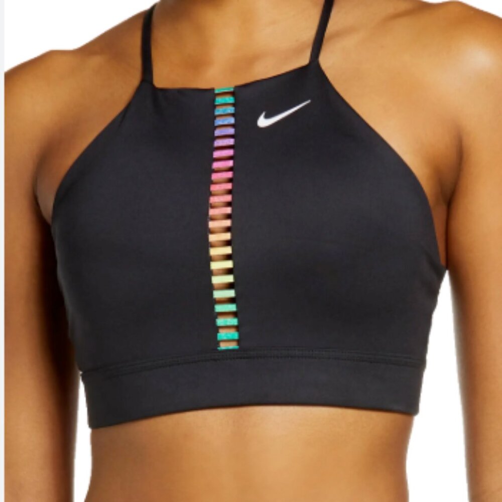 NWT Nike DRY-FIT Indy Sports Bra Rainbow Crisscross Back | Size XL